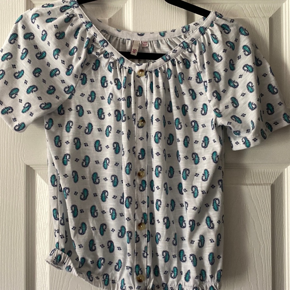 Girls Paisley blouse with elastic waist size 10–12